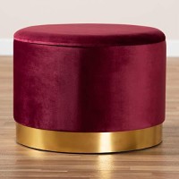 Baxton Studio Marisa Glam And Luxe Red Velvet Fabric Upholstered Gold Finished Storage Ottoman