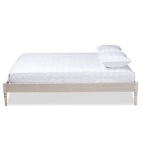 Baxton Studio Colette French Bohemian Antique White Oak Finished Wood King Size Platform Bed Frame