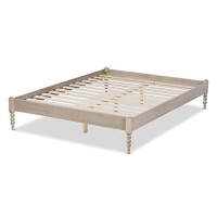 Baxton Studio Cielle French Bohemian Antique White Oak Finished Wood Full Size Platform Bed Frame