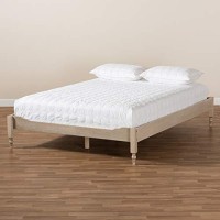 Baxton Studio Laure French Bohemian Antique White Oak Finished Wood Queen Size Platform Bed Frame