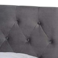 Baxton Studio Caronia Modern Velvet Tufted Platform Storage King Bed In Gray