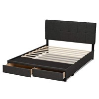 Baxton Studio Netti Fabric Tufted Platform Storage Queen Bed In Dark Gray