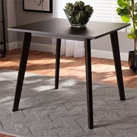 Baxton Studio Britte Mid-Century Modern Dark Oak Brown Finished Square Wood Dining Table