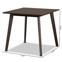 Baxton Studio Britte Mid-Century Modern Dark Oak Brown Finished Square Wood Dining Table