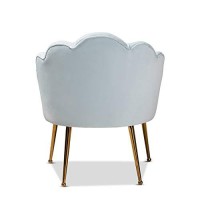 Baxton Studio Cinzia Velvet And Gold Finish Seashell Accent Chair In Light Blue