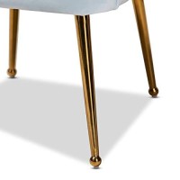 Baxton Studio Cinzia Velvet And Gold Finish Seashell Accent Chair In Light Blue