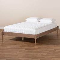 Baxton Studio Cielle Mid-Century Wood Platform King Bed In Antique Oak