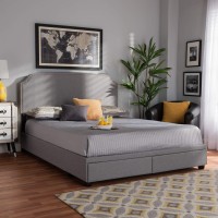 Baxton Studio Larese Fabric Upholstered Platform Storage King Bed In Light Gray