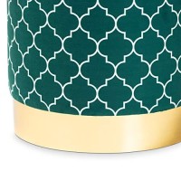 Baxton Studio Serra Glam And Luxe Teal Green Quatrefoil Velvet Fabric Upholstered Gold Finished Metal Storage Ottoman