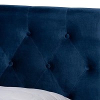 Baxton Studio Caronia Modern And Contemporary Navy Blue Velvet Fabric Upholstered 2-Drawer Queen Size Platform Storage Bed