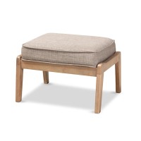 Baxton Studio Sigrid Light Grey Upholstered Antique Oak Wood Ottoman