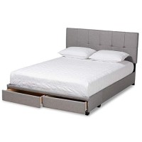 Baxton Studio Netti Fabric Tufted Platform Storage King Bed In Light Gray