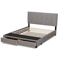 Baxton Studio Netti Fabric Tufted Platform Storage King Bed In Light Gray