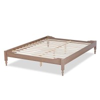 Baxton Studio Laure French Bohemian Antique Oak Finished Wood Full Size Platform Bed Frame