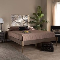 Baxton Studio Colette French Bohemian Weathered Grey Oak Finished Wood Queen Size Platform Bed Frame