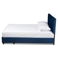 Baxton Studio Caronia Modern Velvet Tufted Platform Storage King Bed In Blue