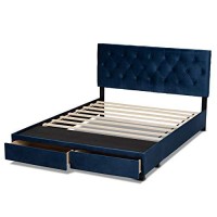 Baxton Studio Caronia Modern Velvet Tufted Platform Storage King Bed In Blue