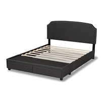 Baxton Studio Larese Dark Grey Fabric Upholstered 2-Drawer Queen Size Platform Storage Bed