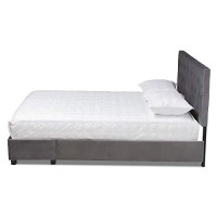 Baxton Studio Caronia Modern And Contemporary Grey Velvet Fabric Upholstered 2-Drawer Queen Size Platform Storage Bed