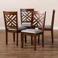 Baxton Studio Caron Modern And Contemporary Grey Fabric Upholstered Walnut Brown Finished 4-Piece Wood Dining Chair Set