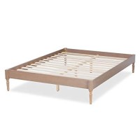 Baxton Studio Colette French Bohemian Antique Oak Finished Wood Full Size Platform Bed Frame