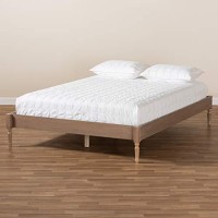 Baxton Studio Colette French Bohemian Antique Oak Finished Wood Full Size Platform Bed Frame