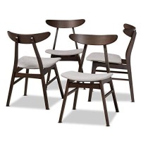 Baxton Studio Britte Dark Oak Wood Dining Chairs In Light Gray - Set Of 4