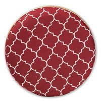 Baxton Studio Candice Glam And Luxe Red Quatrefoil Velvet Fabric Upholstered Gold Finished Metal Ottoman