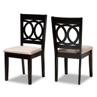 Baxton Studio Set Of 2 Lenoir Sand Upholstered Espresso Wood Dining Chairs