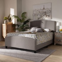 Baxton Studio Morgan Queen Size Grey Upholstered Panel Bed