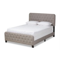 Baxton Studio Annalisa Modern Transitional Grey Fabric Upholstered Button Tufted Queen Size Panel Bed