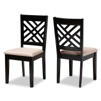 Baxton Studio Caron Modern And Contemporary Sand Fabric Upholstered Espresso Brown Finished Wood 2-Piece Dining Chair Set