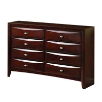 Benjara Transitional Wooden Dresser With Eight Spacious Beveled Drawers, Brown