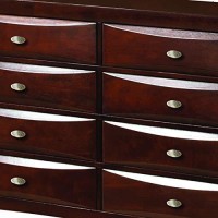 Benjara Transitional Wooden Dresser With Eight Spacious Beveled Drawers, Brown