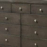 Benjara Transitional Style Nine Drawer Dresser With Round Knobs, Gray