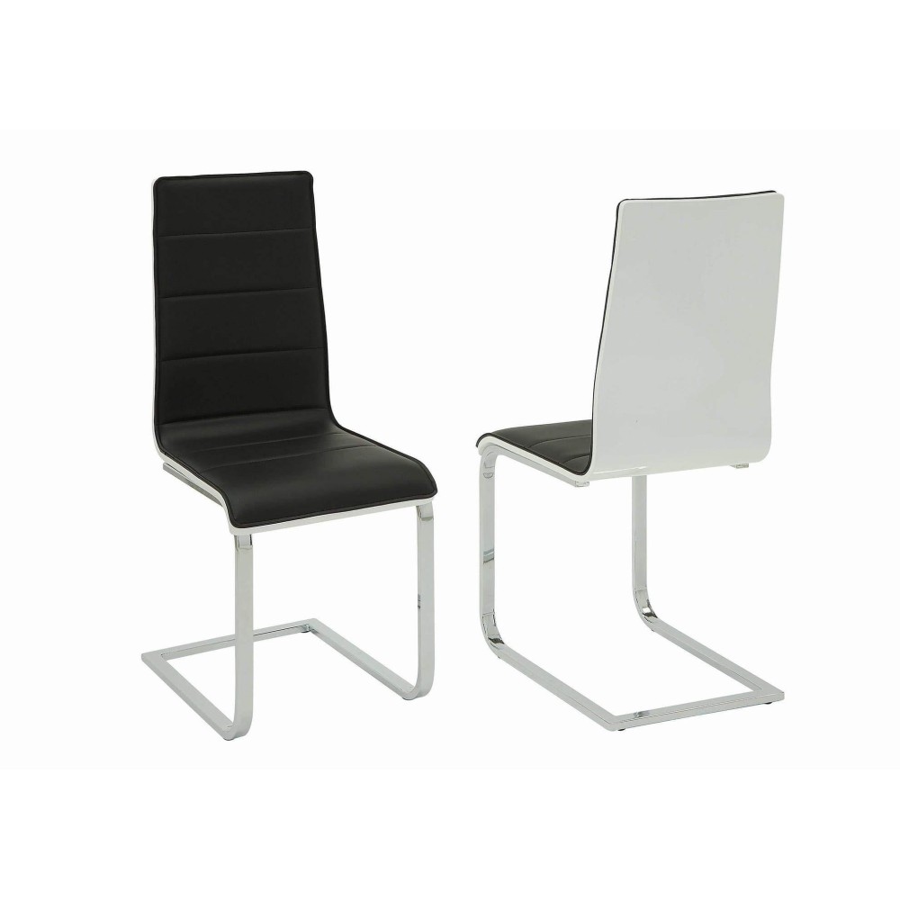 Benjara Metal Dining Chairs With Cantilever Design, Set Of Two, Black And White