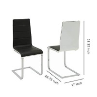 Benjara Metal Dining Chairs With Cantilever Design, Set Of Two, Black And White