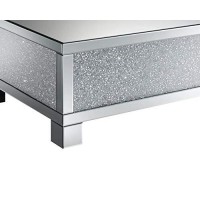 Benjara Contemporary Style Metal Coffee Table With Crystal Accents, Silver