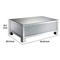 Benjara Contemporary Style Metal Coffee Table With Crystal Accents, Silver