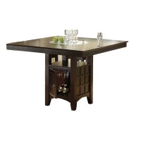 Benjara Transitional Style Wooden Counter Height Table With Storage Brown