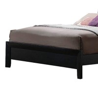 Benjara Leatherette Upholstered Queen Bed With Panel Headboard, Black