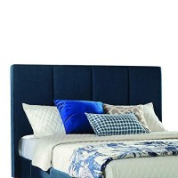 Benjara Fabric Upholstered Queen Size Bed With Channel Tufting, Blue And Brown