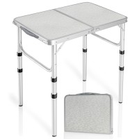Redswing Small Folding Table 2 Feet, Small Foldable Table Adjustable Height, Lightweight Portable Aluminum Camping Table, 3 Heights, 23In X 15 In X 10 In