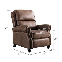 Canmov Pushback Recliner Chair Leather Armchair Push Back Recliner With Rivet Decoration Single Sofa Accent Chair For Living Room, Chocolate