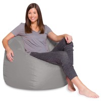 Posh Creations Bean Bag Chair For Kids, Teens, And Adults Includes Removable And Machine Washable Cover, Solid Gray, 48In - X-Large