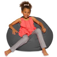 Posh Creations Bean Bag Chair For Kids, Teens, And Adults Includes Removable And Machine Washable Cover, Heather Gray, 38In - Large