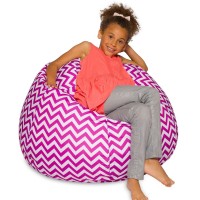 Posh Creations Bean Bag Chair For Kids, Teens, And Adults Includes Removable And Machine Washable Cover, Pattern Chevron Purple And White, 38In - Large