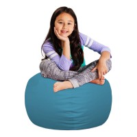 Posh Creations Bean Bag Chair For Kids, Teens, And Adults Includes Removable And Machine Washable Cover, Heather Teal, 27In - Medium