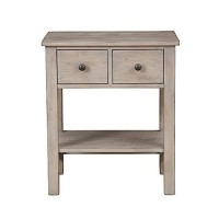 Benjara Transitional Nightstand With Two Drawers And Bottom Shelf, Gray