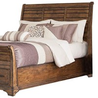 Benjara Plank Style Wooden Eastern King Size Bed With Footboard Storage, Brown